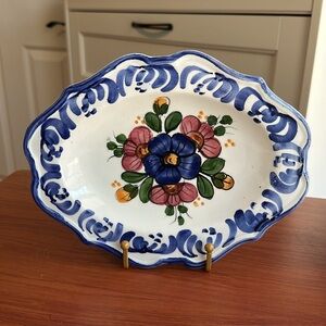 🧡 Floral Ceramic Decorative Plate Hand Painted Made in Spain 🧡